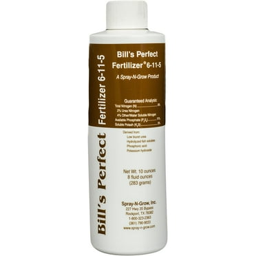 Spray-N-Grow BILL8 Bill's Perfect 6-11-5 Liquid Fertilizer, 10-Ounce, 10 Ounce