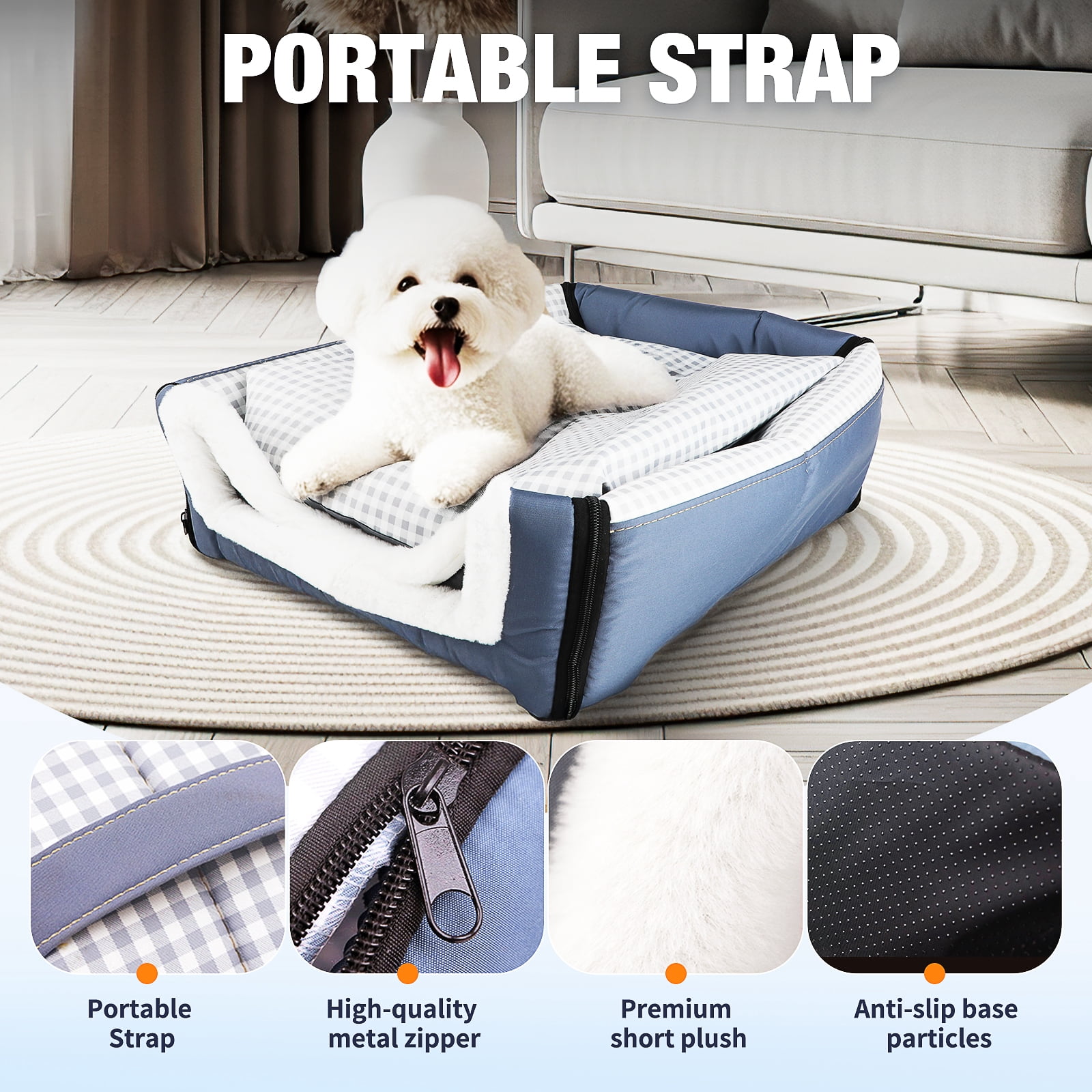 MASBRILL 2-in-1 Dog & Cat Bed with Reversible Pillow – Soft Warm Cozy Pet House for Indoor Small to Medium Dogs with Anti-Slip Bottom, Foldable & Waterproof ,17.7inch