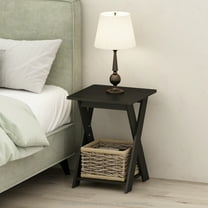 Furinno Tidur Criss-Crossed Nightstand, Bedside Table, Espresso