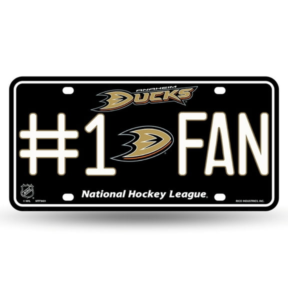 Anaheim Hockey Ducks #1 Fan Metal License Plate Tag  - Number One! Let's Go!!