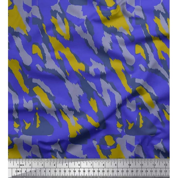 Soimoi Poly Georgette Fabric Tiger Animal Skin Printed Craft Fabric by the Yard 42 Inch Wide