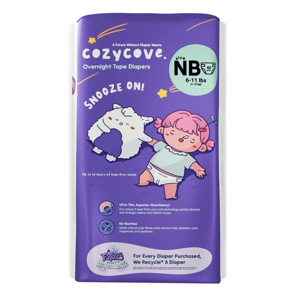 Pañales Cozycove para recién nacidos 6‑11 lb (2,7‑5,0 kg) – Pack de 40
