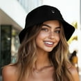 thumbnail image 4 of Dalix Lil Smile Cotton Bucket Hat Lightweight Outdoor Travel Beach Everyday Womens in Black S Small, 4 of 5