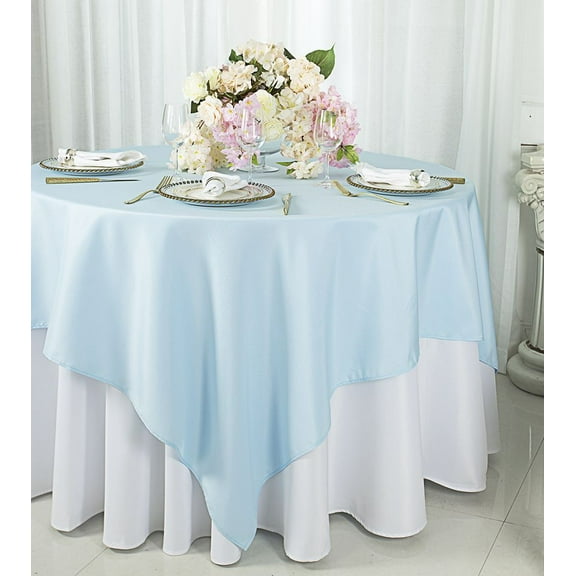 Wedding Linens Inc. 72" x 72" Square Polyester Table Overlays Toppers - Baby Blue