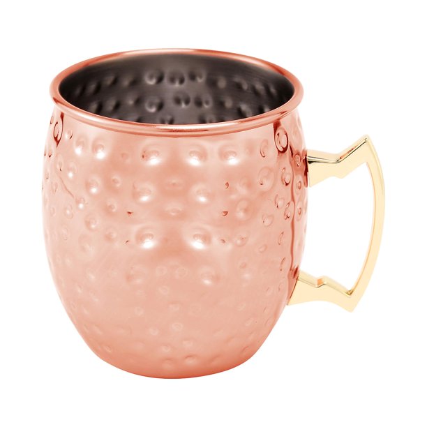 Taza de cerveza chapada en cobre martillado de 10 onzas Taza de café, taza de café, taza de cóctel chapada en cobre para acero inoxidable