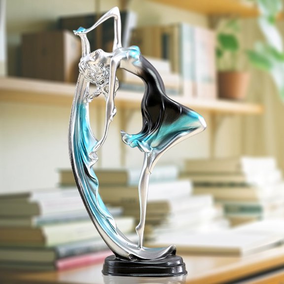 Elegant Dancing Lady Figurine Natural Resin Art Piece Desktop Tabletop Display for Home