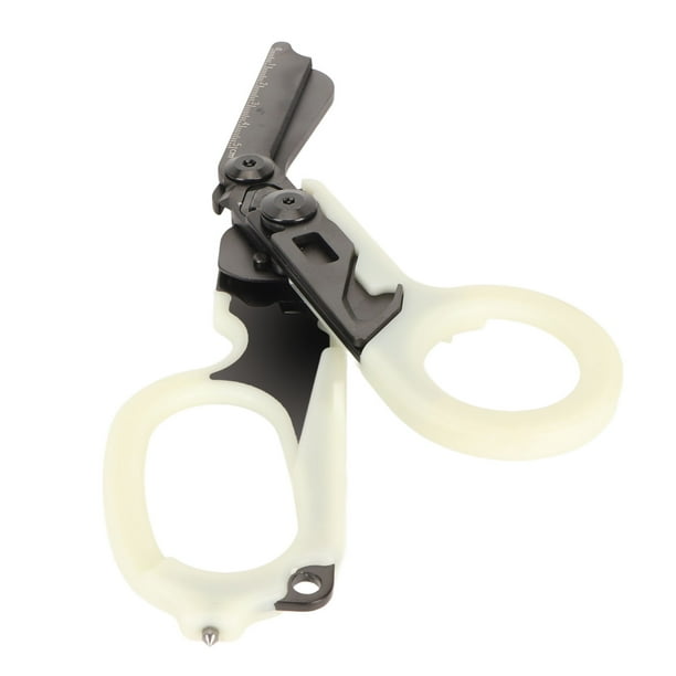 Tijeras De Respuesta De Emergencia Raptor 6 En 1, Tijeras Plegables Multifuncionales Con Cortador De Correa E Interruptor De Vidrio Para Camping, Compactas Y Duraderas Rojo