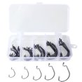 thumbnail image 1 of 50pcs Fishing Hooks Offset Worm Hooks High Carbon Steel Fish Hooks with Plastic Box, 1 of 7