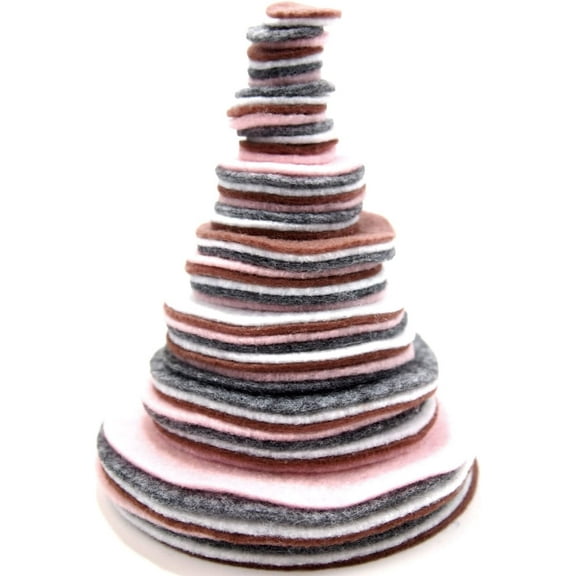 Playfully Ever After Charcoal Gray, Cocoa Brown, Light Pink & White Craft Felt Circles (Mixed Size Pack - 56pc)