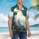 thumbnail image 3 of Balery Tropical Parrot Floral Artwork Camisas hawaianas de manga corta para hombre, camisas playeras de corte holgado, camisas de vacaciones con botones,Large, 3 of 7