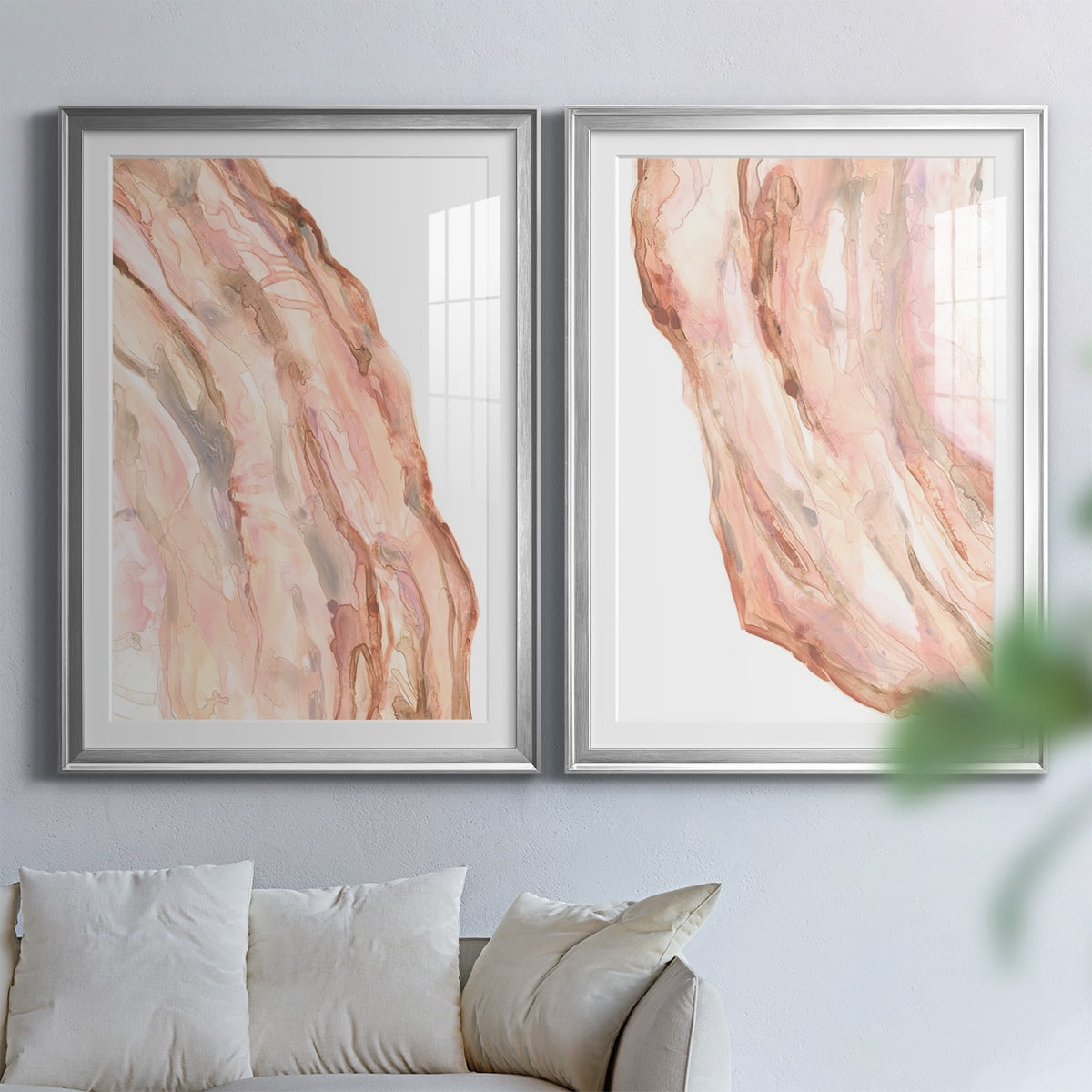 Wexford Home Rose Quartz I Premium Framed Print, 26.5" x 36.5" - Ready to Hang, Silver (Set of 2)