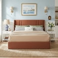 thumbnail image 3 of Zanmintaobo Queen Size Fabric Upholstered Lift up Storage Platform Bed Frame with Wingback Headboard, Ocher, 3 of 12
