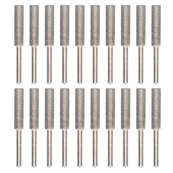 20Pcs Chainsaw Sharpener Burr Grinding Head Rotating File Sharpening Tool Set KitSilver 5.5mm