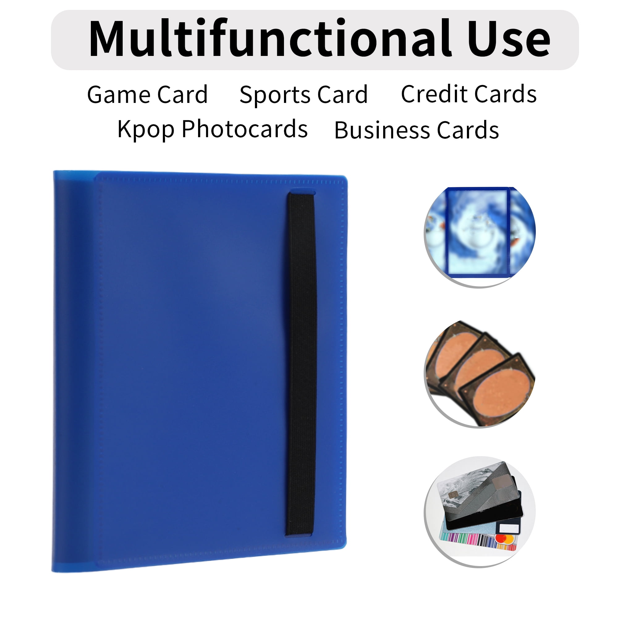 Unique Bargains Card Binder Trading Card Collector Album Holder Blue,160 pockets
