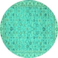 thumbnail image 1 of Ahgly Company Indoor Round Oriental Turquoise Blue Traditional Area Rugs, 4' Round, 1 of 4