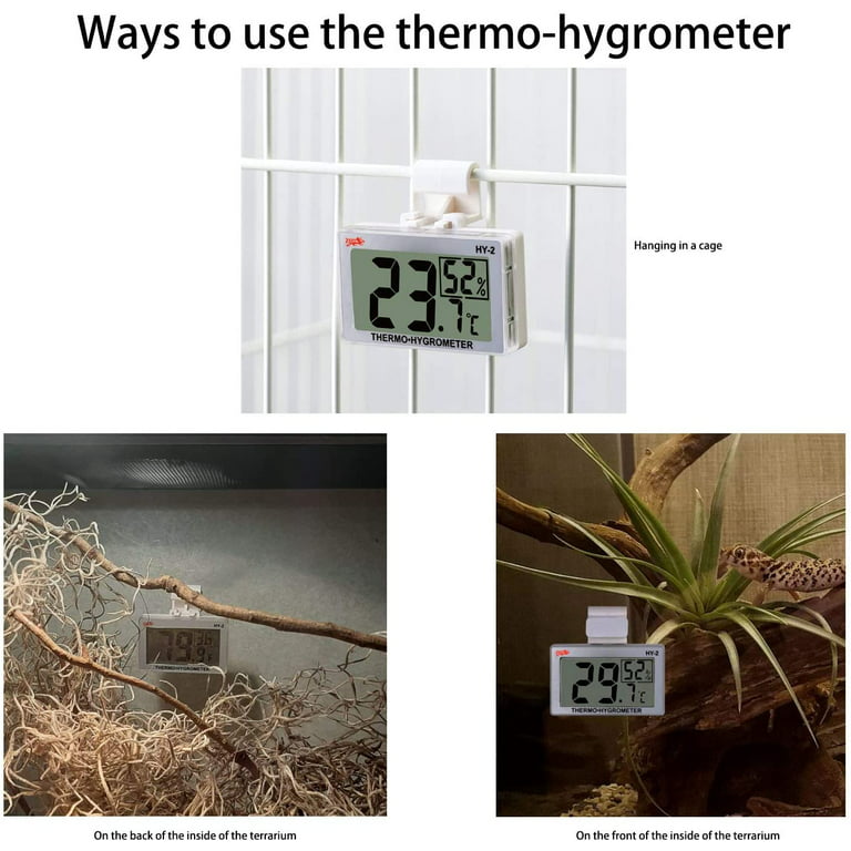 Elroy Reptile Hygrometer LCD Digital Display Terrarium Thermometer Indoor  Temperature Humidity Meter Detector, White 