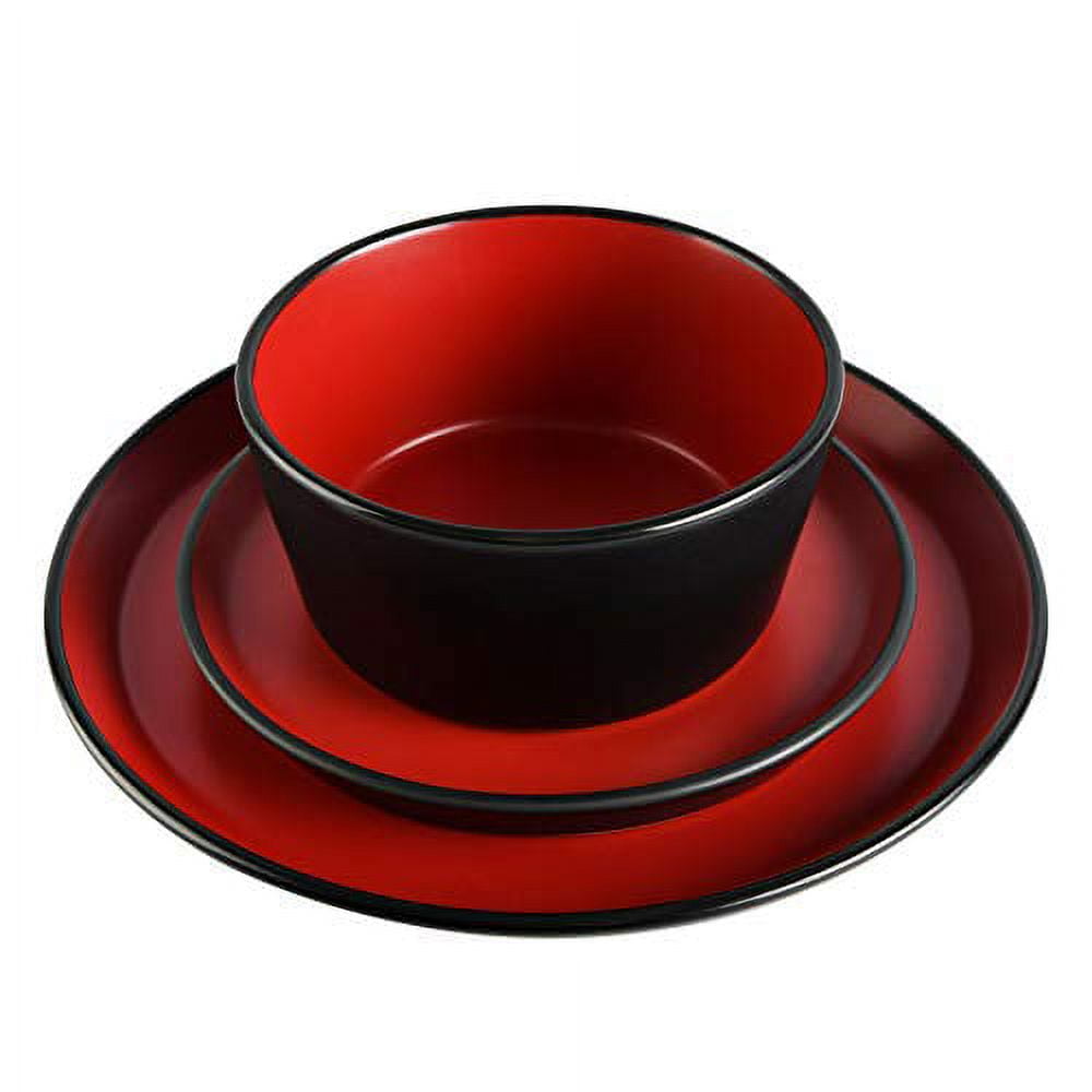 Gibson Soho Lounge Rachel 12 Piece Coupe Dinnerware Set, Matte Red