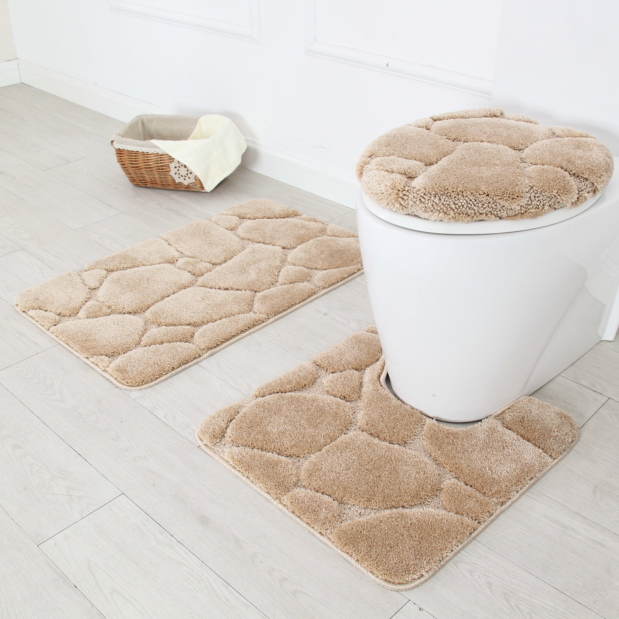 3PC bath mat RIVER ROCKS