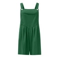 thumbnail image 4 of TAGOLD Womens Summer Jumpsuit,Fashion Women Casual Sold Color Shoulder Button Suspender Jumpsuits Wide Pocket Leg Pant Green 10, 4 of 4