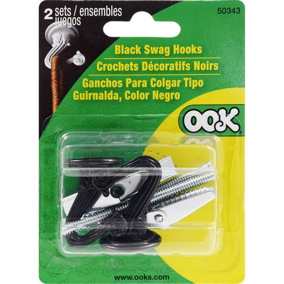 OOK Medium Black Steel 1-1/2 in. L Swag Hook 30 lb 2 pk