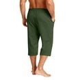thumbnail image 5 of Nokdvo Mens Harem Capri Pants Drawstring Elastic Waist Pants with Pockets Below Knee Joggers Wide Leg Stretch Loose Fit Lounge Casual Workout Comfy Tapered Trousers,Deep Green L, 5 of 6