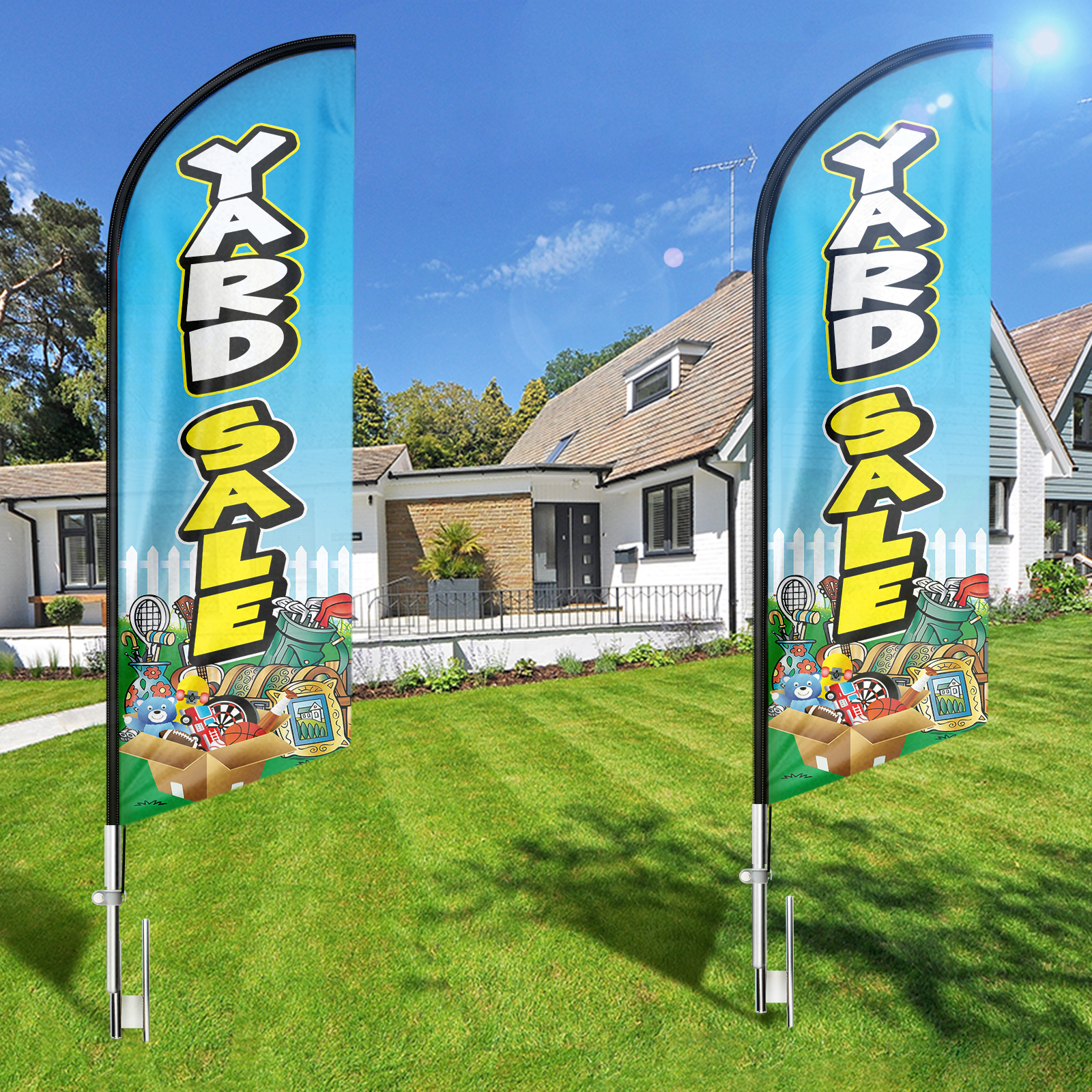 Yard Sale Swooper Flag, 8FT Yard Sale Advertising Feather Flag, Yard Sale Banner ,Signs for Businesses and Storefronts(Flag Only)