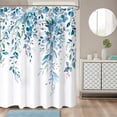 thumbnail image 5 of Blue Eucalyptus Shower Curtain Watercolor Floral Plant Leaf Shower Curtains for Bathroom Botanical Flower Waterproof Fabric Bath Curtain Decor with Hooks (Blue, 72'''' x 72''''), 5 of 6