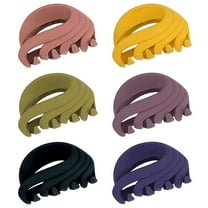 TEYJRY Medium Hair Claw Clips, 2.6 Inch Matte Flower Jaw Clips for Thin Hair, Assorted Colors, Non-Slip, 6 Pack