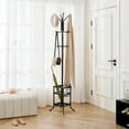 thumbnail image 2 of Freestanding Metal Coat Rack with Umbrella Holder, 12-Hook Space-Saving Entryway Stand in Stainless Steel Finish, 2 of 18
