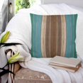 thumbnail image 3 of 18x18 Pillow Covers Set of 2, Teal Blue Brown Throw Pillow Covers Decorative Couch Cushion Case, Farmhouse Retro Wooden Grain Stripes Microfiber Square Pillowcases for Bedroom Car Living Room, 3 of 7
