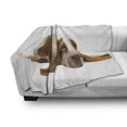thumbnail image 3 of Basset Hound Soft Flannel Fleece Throw Blanket, Long Eared Dog Lying down on White Background, Cozy Plush for Indoor and Outdoor Use, 60" x 80", Caramel Mustard, by Ambesonne, 3 of 6