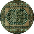 thumbnail image 1 of Ahgly Company Machine Washable Indoor Round Persian Turquoise Blue Traditional Area Rugs, 8' Round, 1 of 4