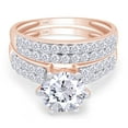 thumbnail image 3 of Center 7MM Round Cut Lab Created Moissanite Diamond Solitaire Engagement Wedding Bridal Ring Set In 10K Rose Gold(G-H Color,VVS1 Clarity,1.75 Cttw)-7.5, 3 of 8
