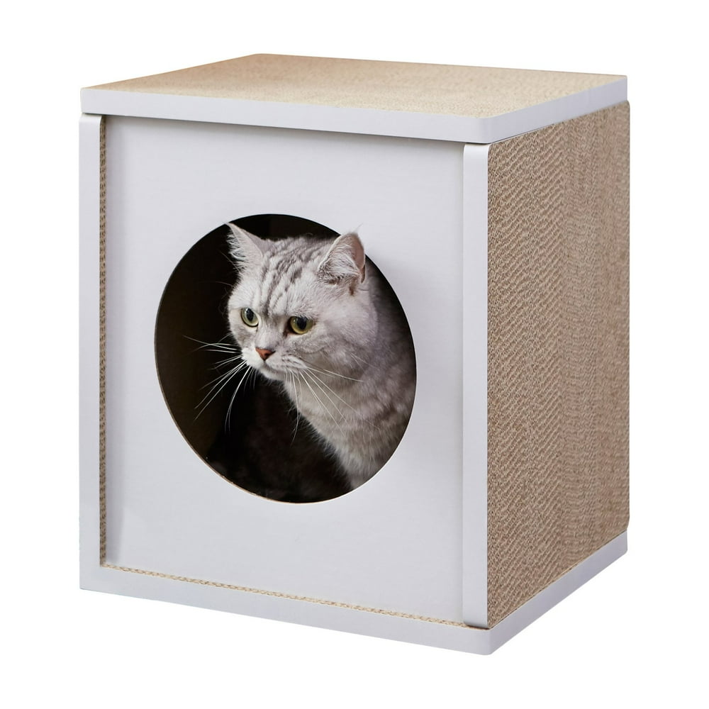Way Basics Eco Friendly Cat Scratcher Cube House