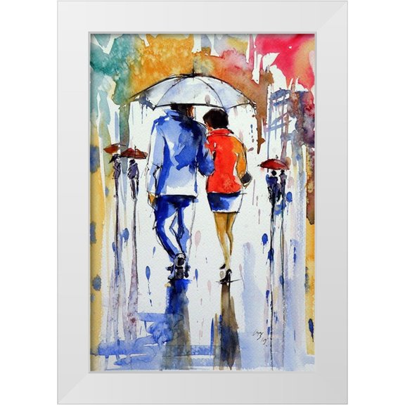 Kovacs, Anna Brigite 11x14 White Modern Wood Framed Museum Art Print Titled - Walk in the Rain V