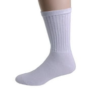 American Made Cotton Crew Socks-12 Pair 10-13 White