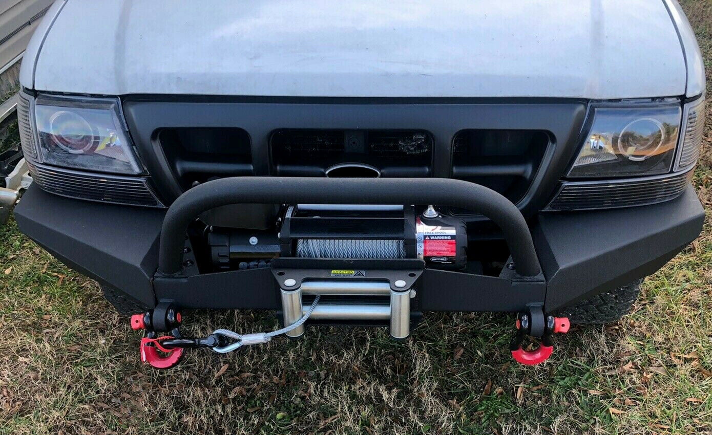 HECASA Modular Front Bumper for 1998-2011 Ford Ranger Pickup W/Winch Plate Bull Bar D-Ring Mounts