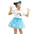 thumbnail image 3 of LIIPEE Girls Skirt Kids Party Cartoon Graphic Printed Ballet Dance Tulle Skirt Hairclip Set Performance Comfortable Lightweight Tutu Skirt Breathable Soft Cute Skirt,Sky Blue,2-4 Years, 3 of 7