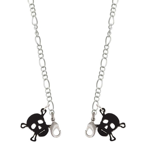 Acrylic Small Black Skull Silvertone Face Mask Necklace