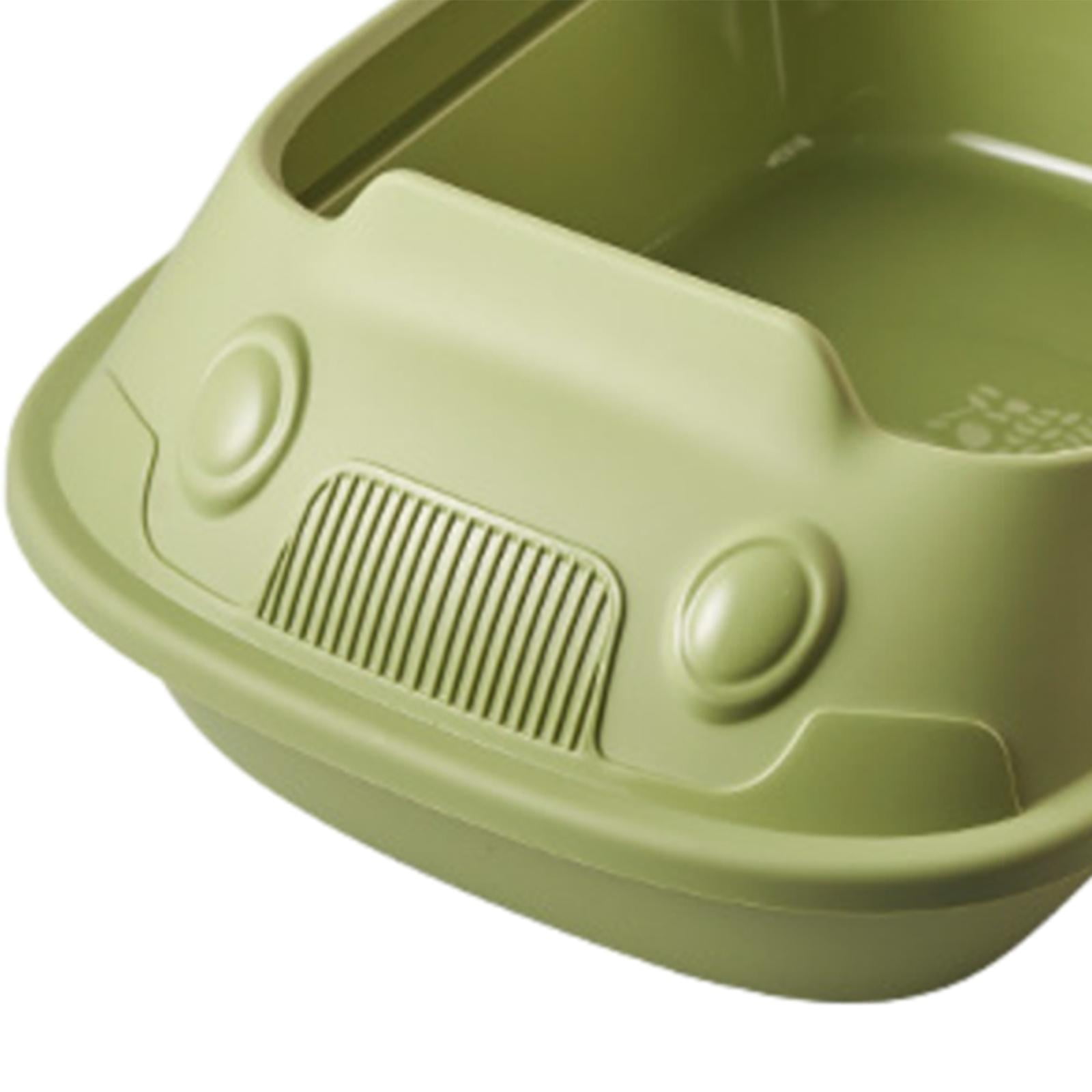 Cat Litter Box, High Sided Deep Toilet Durable Cat Sand Box Large Bedpan Kitten Toilet for Indoor Cats Pets Supplies Easy to Clean and Assemble Green 30x41x16cm
