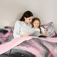thumbnail image 5 of jejeloiu Aesthetic Geometric Art Queen Comforter Set,Geometric Lines Bedding Sets,Pink Black Gray Bedding Comforter Set,Lightweight Room Decor Reversible,3pcs, 5 of 8