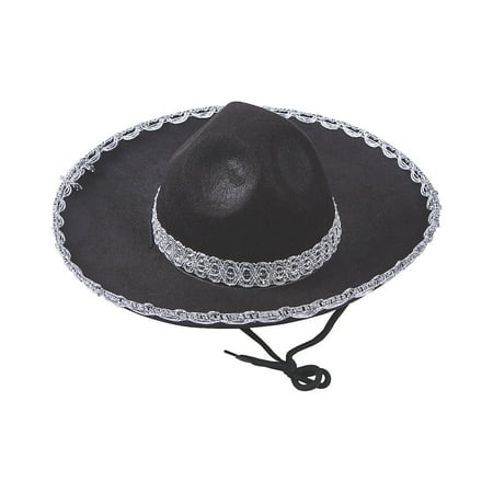 Child Black Felt Mariachi Sombreros - Apparel Accessories - 6 Pieces
