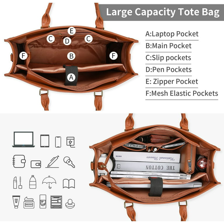  Tote Bag for Women Waterproof PU Leather Bag Business Briefcase  Large Capacity Handbag Shoulder Bag Office Work Bag : Clothing, Shoes &  Jewelry
