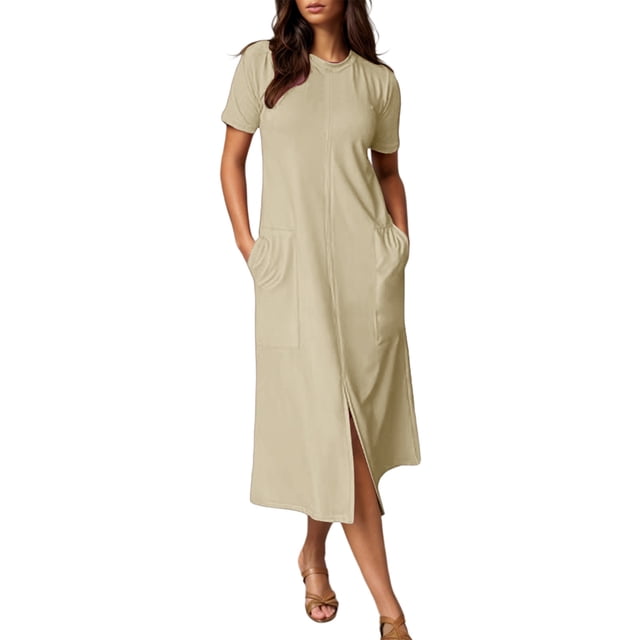 Robe d'Été pour Femme Dégradé Sans Manches à Col en V Maxi