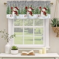 thumbnail image 2 of Grey Green Snowman Christmas Curtain Valances for Windows, Kitchen Valance Window Treatments Panel 2 Pack, Xmas Tree Snowflake Winter Rod Pocket Short Curtains for Bathroom Bedroom 60 x 18 Inch, 2 of 8