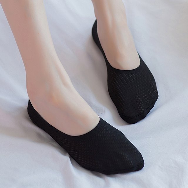 Visland 1 Pair Invisible Socks Mesh Quick Dry Women Solid Color Anti-slip Low Cut Boat Socks for Sports