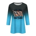 thumbnail image 4 of Fabrcox S-5XL 250 Anniversary USA T Shirt 1776-2026 Flag Print Gradient 3/4 Length Sleeve Womens Tops Commemorative Patriotic Freedom Cute 4th of July Shirts for Women Blue XXL, 4 of 6