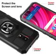 thumbnail image 7 of TJS for BLU View 4 (B135DL) Phone Case, with Tempered Glass Screen Protector, [Military Grade] Robotic Magnetic Support Car Mount Metal Ring Holder Kickstand Cover (Black), 7 of 7