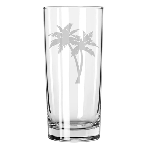 15 oz Tall Beverage Drinking Glass Highball Tumbler Gift Palm Trees