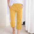 thumbnail image 2 of iHPH7 Cotton Capri Pants for Women, Pull On Capris for Women, Womens Capris for Summer, Lightweight Capris for Women, Casual Capri Pants for Women, Yellow XXL, 2 of 5